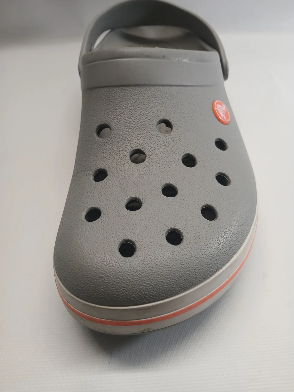 CROCS Unisex Grey Clog with Orange Stripe - Picture 11 of 13